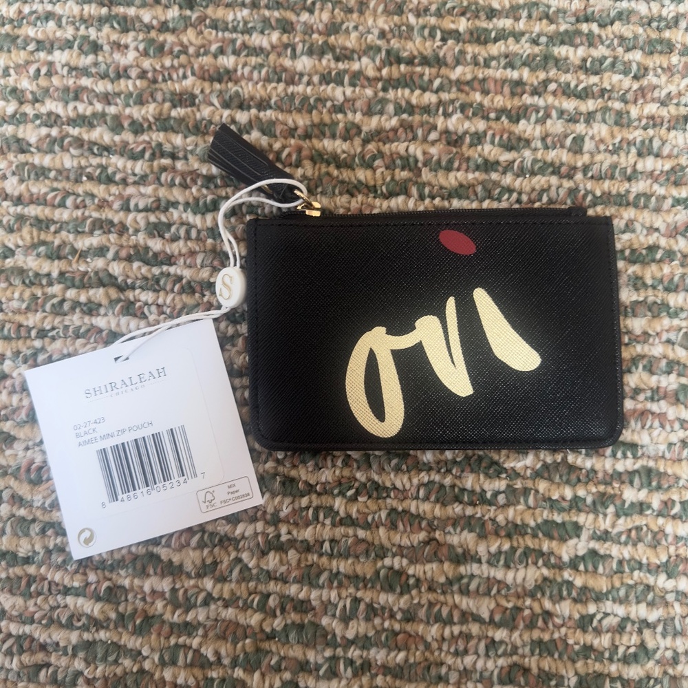 NEW Shiraleah Aimee Zip Card Pouch - Oui - Black